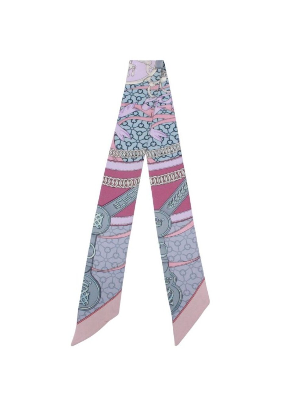 Hermes Twilly la Promenade du Matin Morning Walk Silk Purple Pink Blue Scarf - Picture 1 of 8